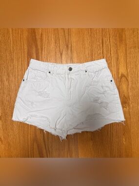 refuge White Distressed Cutoff Denim Shorts